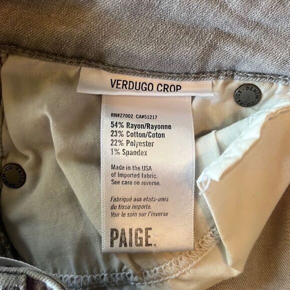 Paige Gray Verdugo Crop Straight Leg Cotton Blend Jeans Size 27 Stretch - Picture 7 of 10